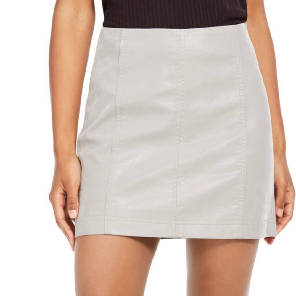 Free People Modern Femme Vegan Faux Suede Mini Skirt Hemp Grey Size 2 Grey Tan